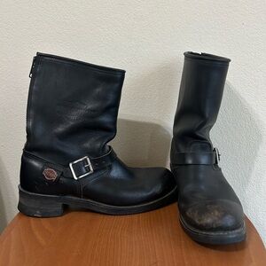 Vintage Harley Davidson Motorcycle Black Leather Motorcycle Boots 9.5 Mens Biker